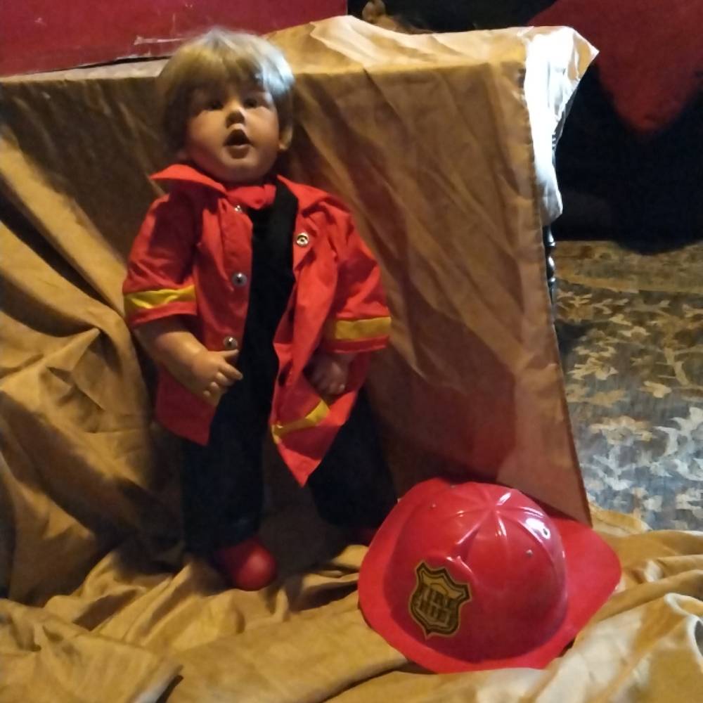 Johannes Zook originals doll little fireboy still in box collectible